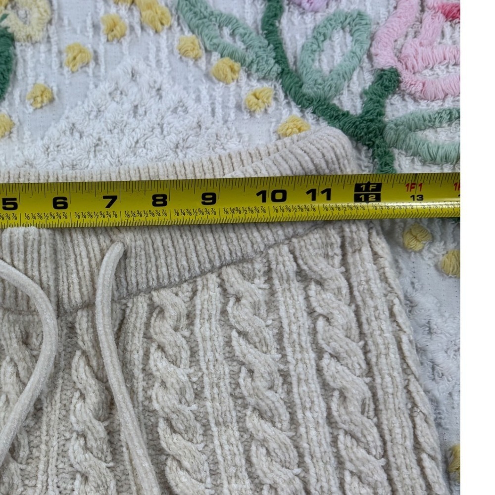 Polly Cable Knit Pants XS/S Beige Drawstring Cozy Lounge Casual Knitwear - Picture 7 of 8